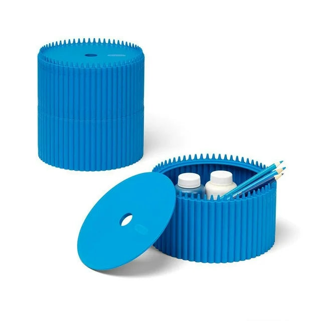 Crayola x Room Copenhagen - Stackable Round Storage Box - Blue (Cerulean)