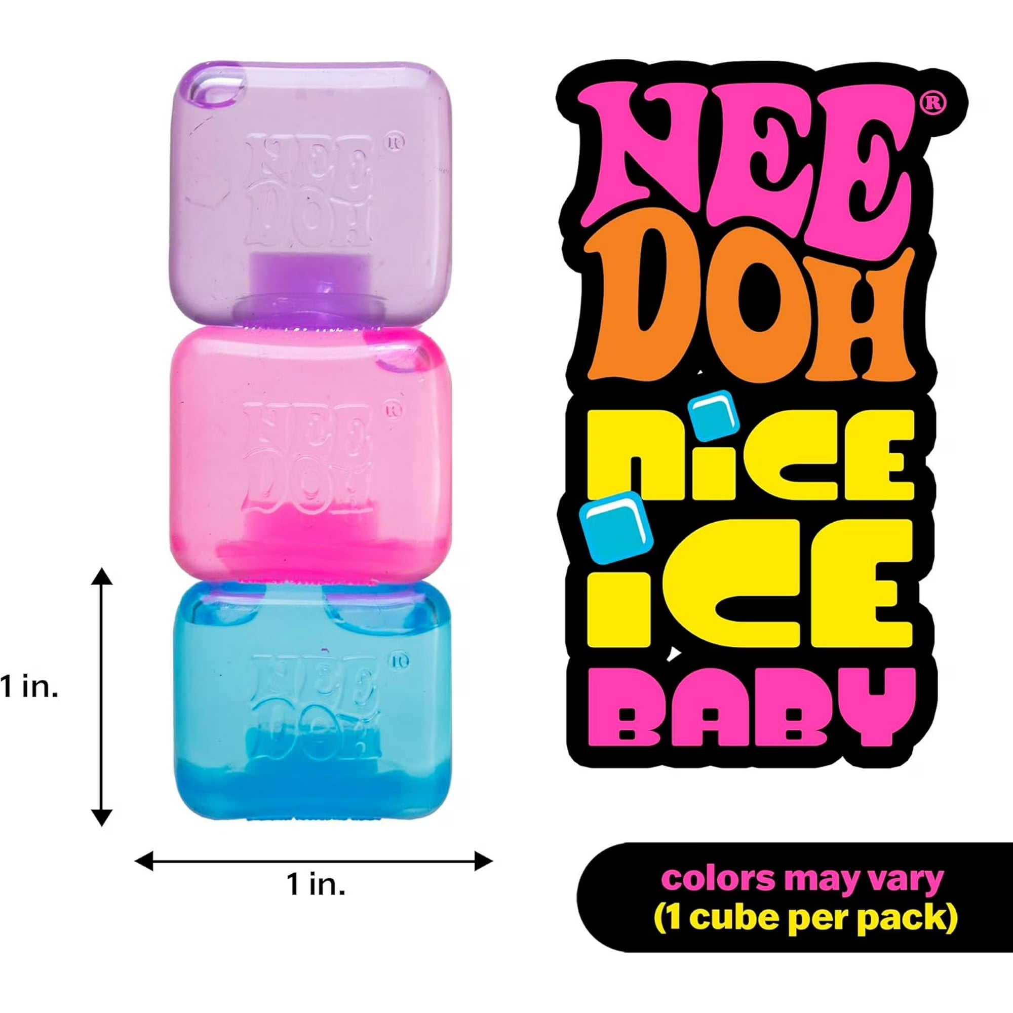Schylling - NeeDoh Nice Ice Baby - Sensory Squeeze Toy - Single Mini Nice Cube (Random Colours)