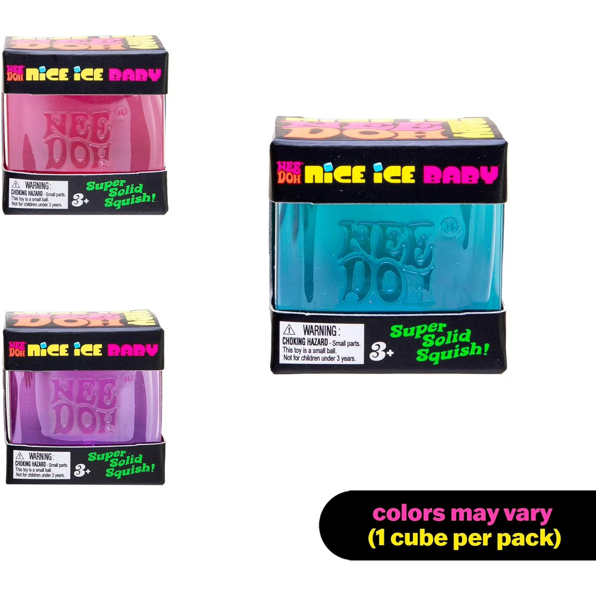 Schylling - NeeDoh Nice Ice Baby - Sensory Squeeze Toy - Single Mini Nice Cube (Random Colours)