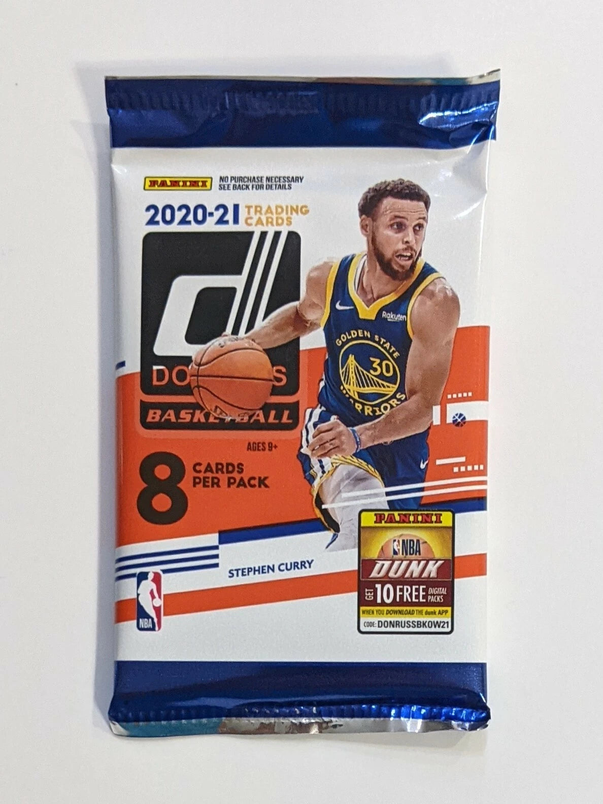 Donruss 2020-21 NBA 8-card pack, front view